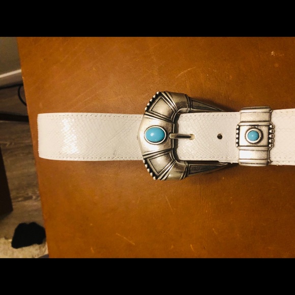 IRO White Belt with Silver and Turquoise Accents